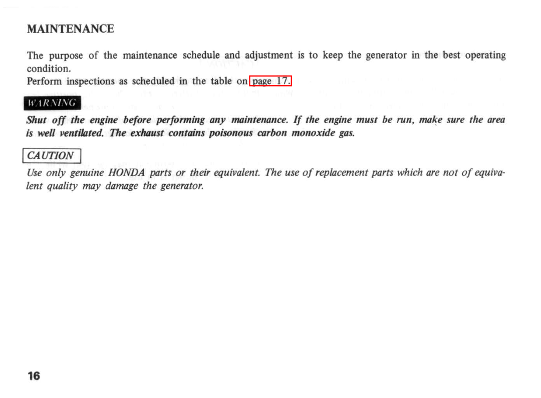 Honda Power Equipment E1500 manual 