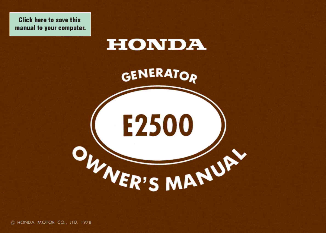 Honda Power Equipment E2500 manual 