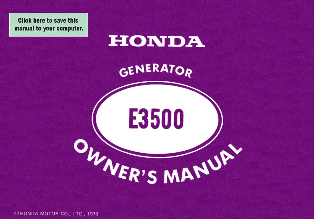 Honda Power Equipment E3500 manual 