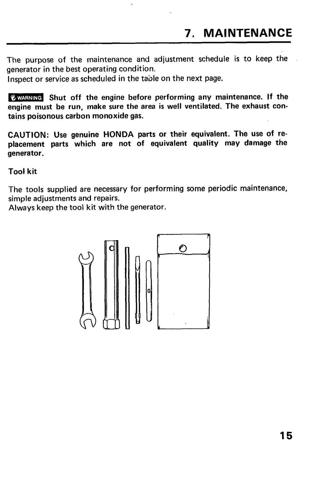 Honda Power Equipment EM1600X, EM1800X, EM2200X owner manual Maintenance 