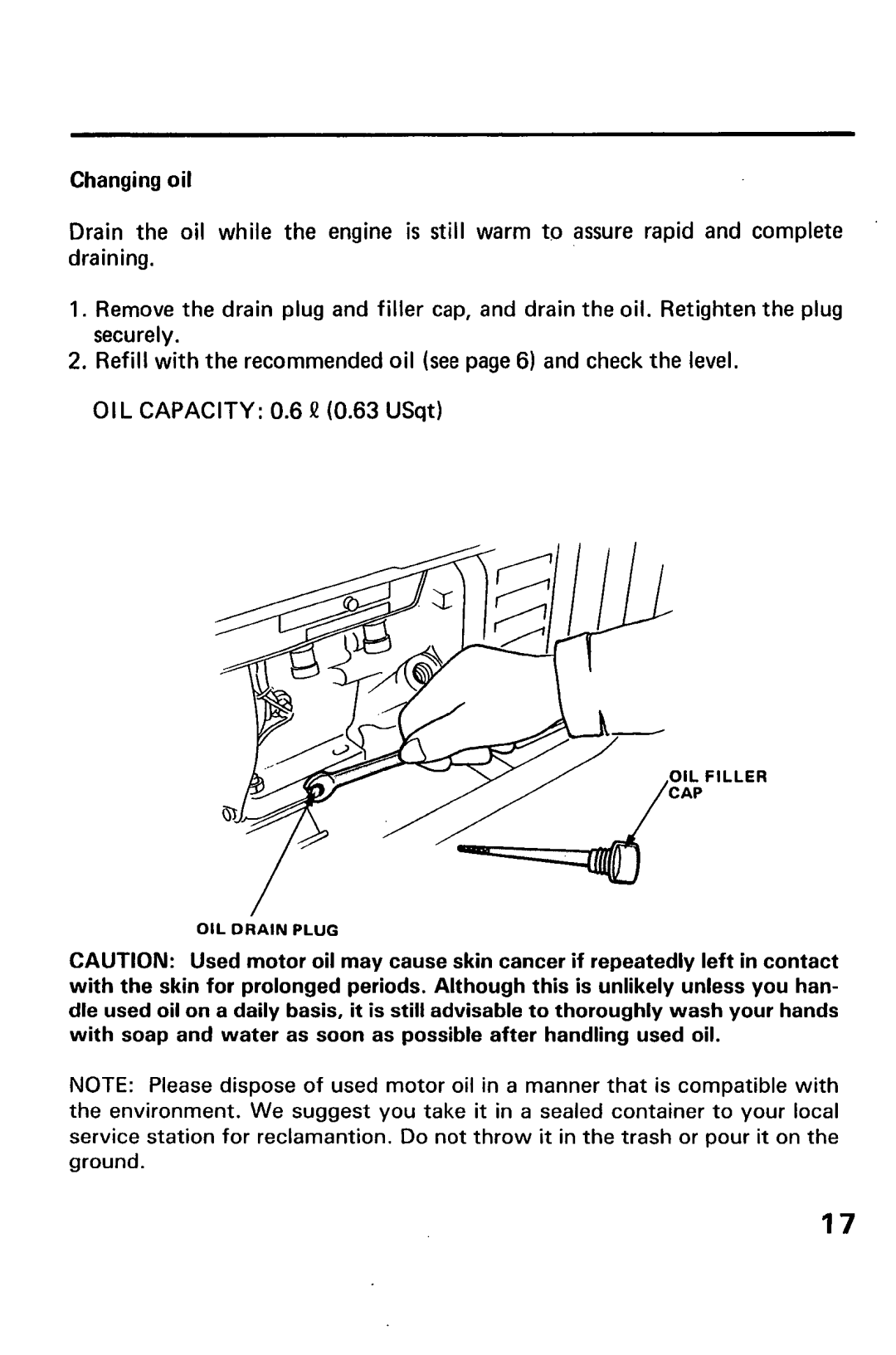 Honda Power Equipment EM1600X, EM1800X, EM2200X owner manual OIL Filler OIL Drain Plug 