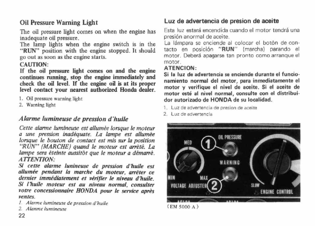 Honda Power Equipment EM5000 manual 