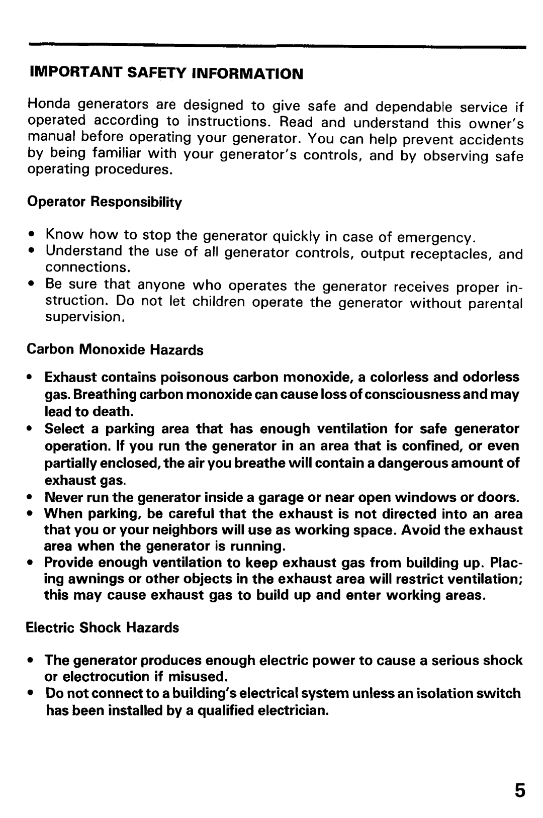 Honda Power Equipment EV6010, EV4010 manual 