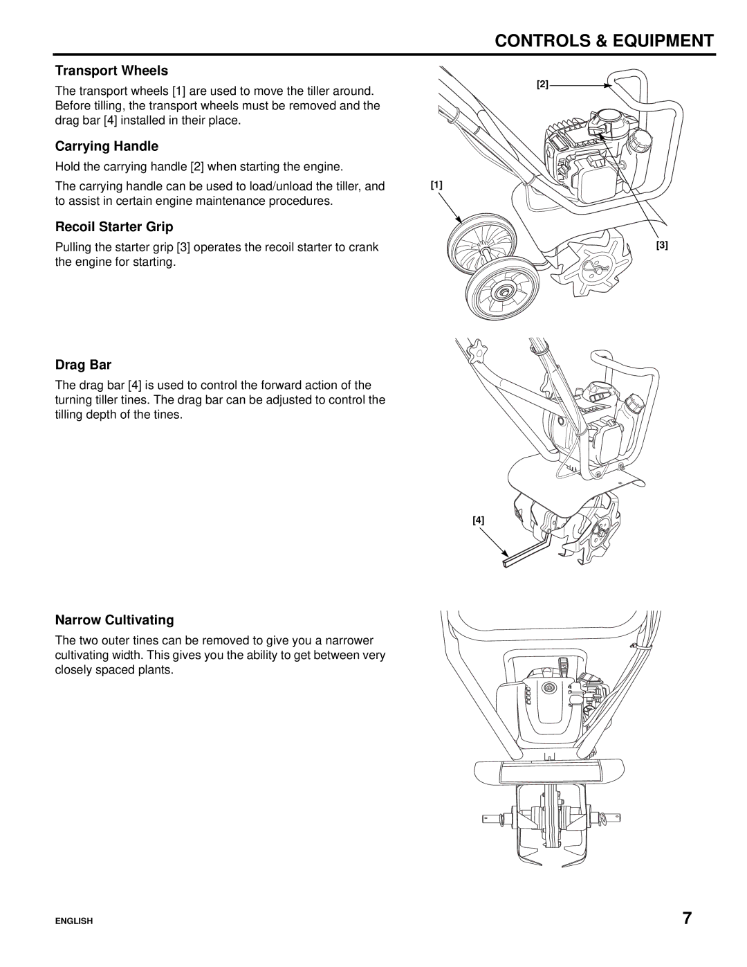 Honda Power Equipment Honda Mini-Tiller, FG110 Transport Wheels, Carrying Handle, Recoil Starter Grip, Drag Bar 