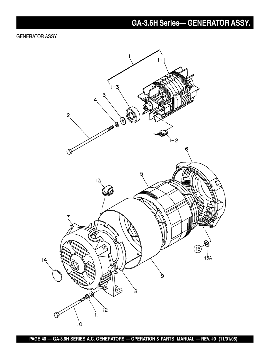 Honda Power Equipment GA3.6HA, GA-3.6HZ manual GA-3.6H Series- Generator Assy 