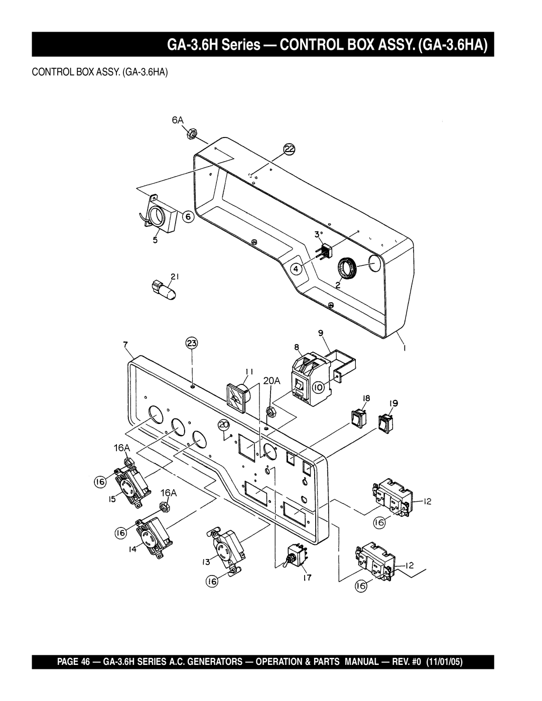 Honda Power Equipment GA3.6HA, GA-3.6HZ manual GA-3.6H Series Control BOX ASSY. GA-3.6HA 