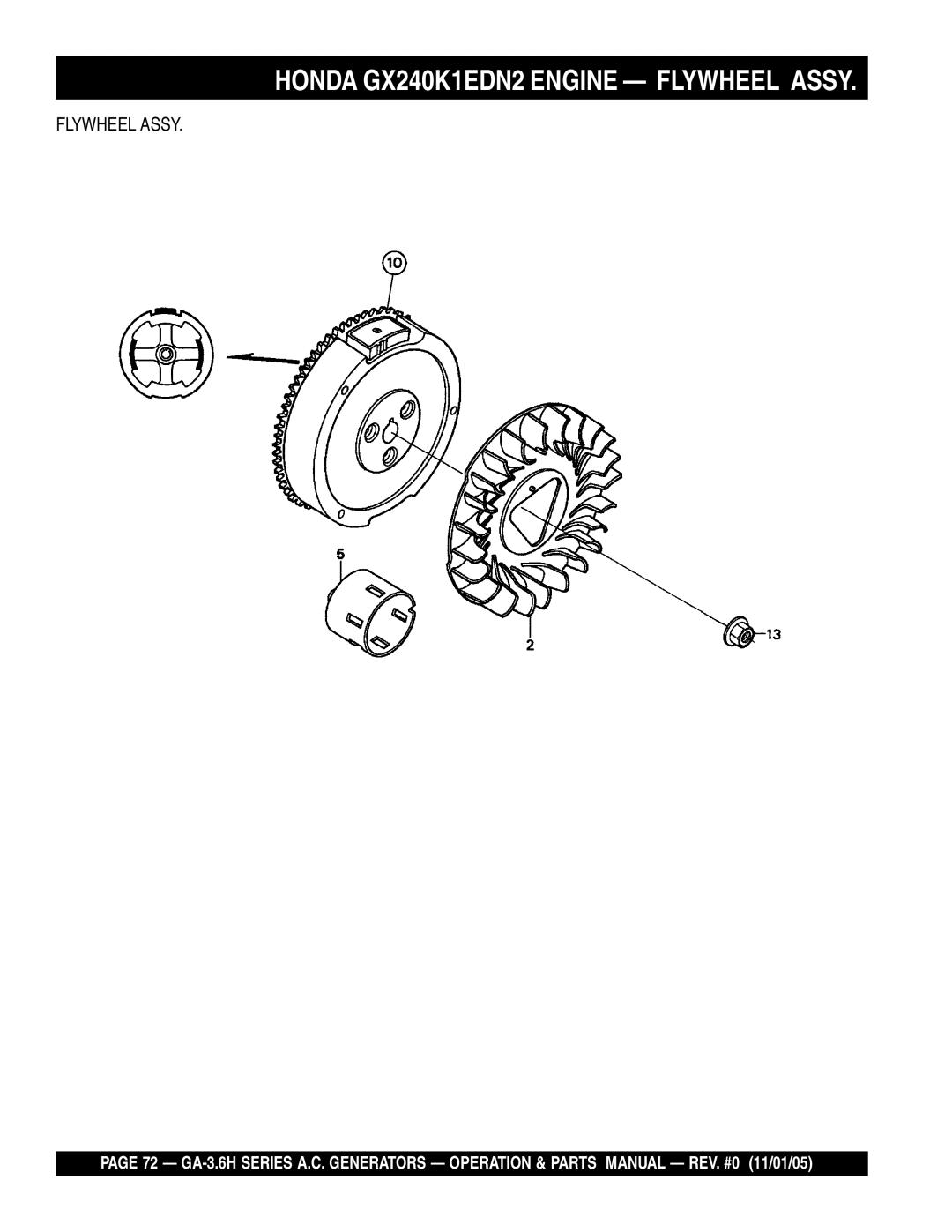 Honda Power Equipment GA3.6HA, GA-3.6HZ manual Honda GX240K1EDN2 Engine Flywheel Assy 