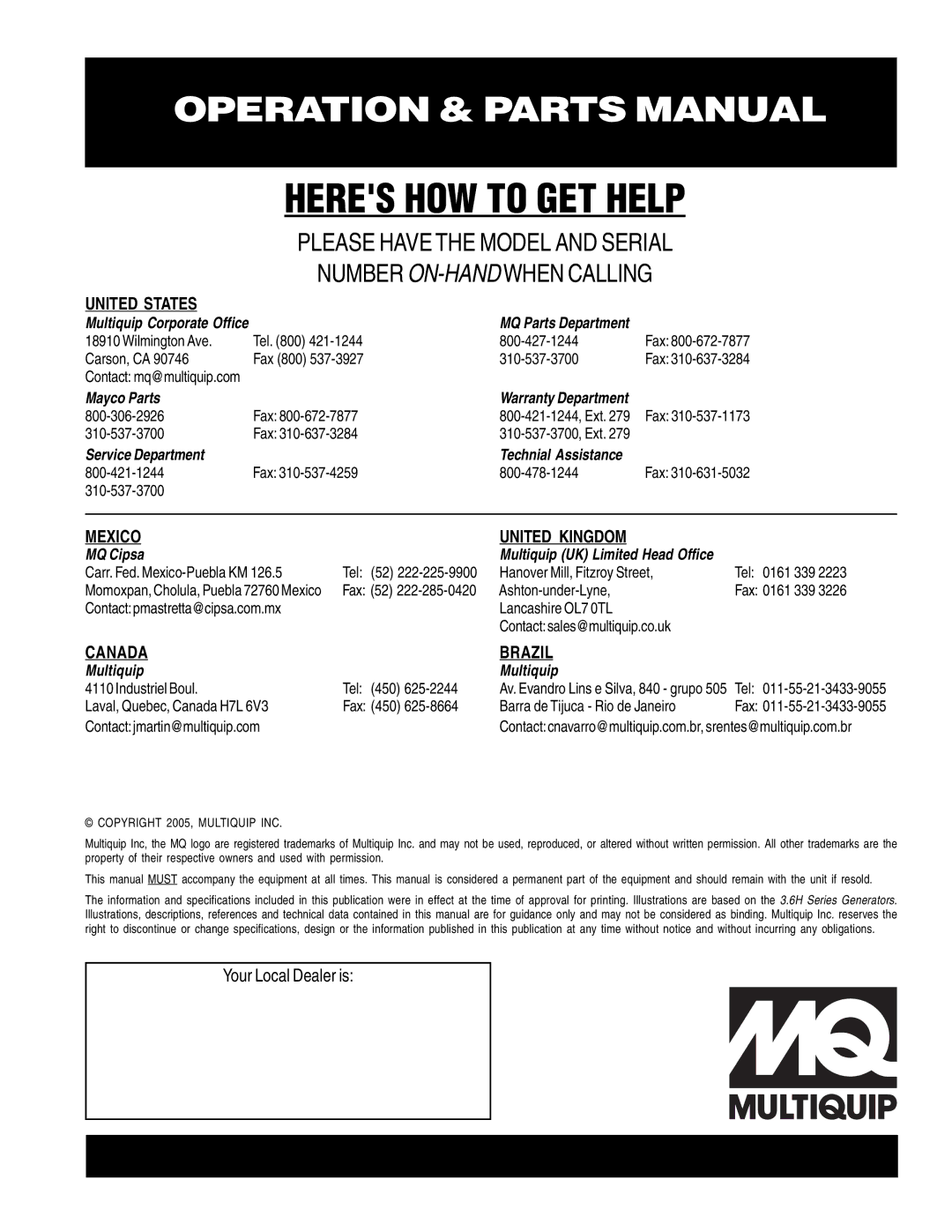 Honda Power Equipment GA-3.6HZ, GA3.6HA manual Heres HOW to GET Help 