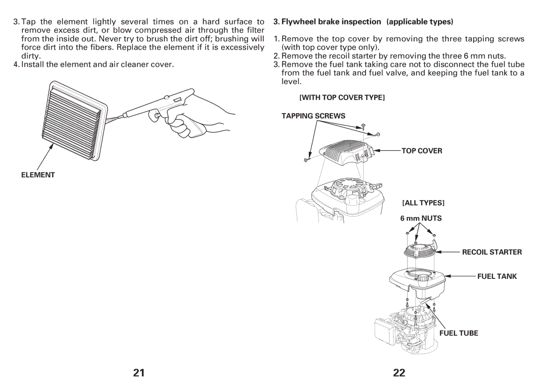 Honda Power Equipment GCV160E, GCV135E owner manual Flywheel brake inspection applicable types 