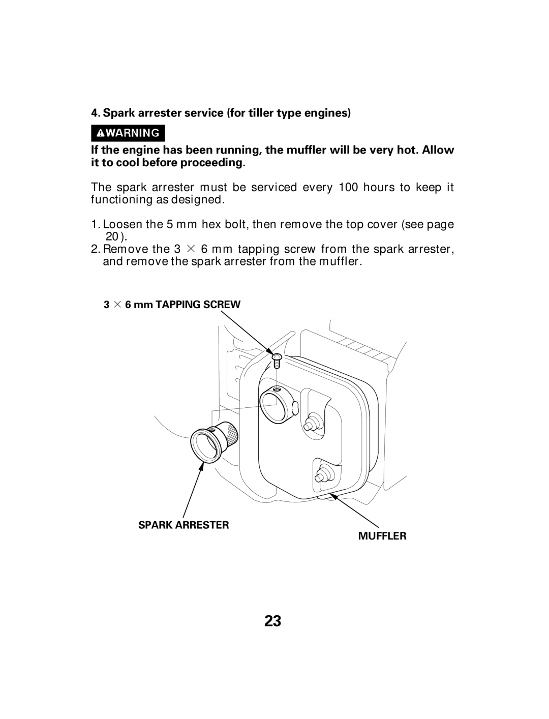 Honda Power Equipment GX25 owner manual Spark Arrester Muffler 