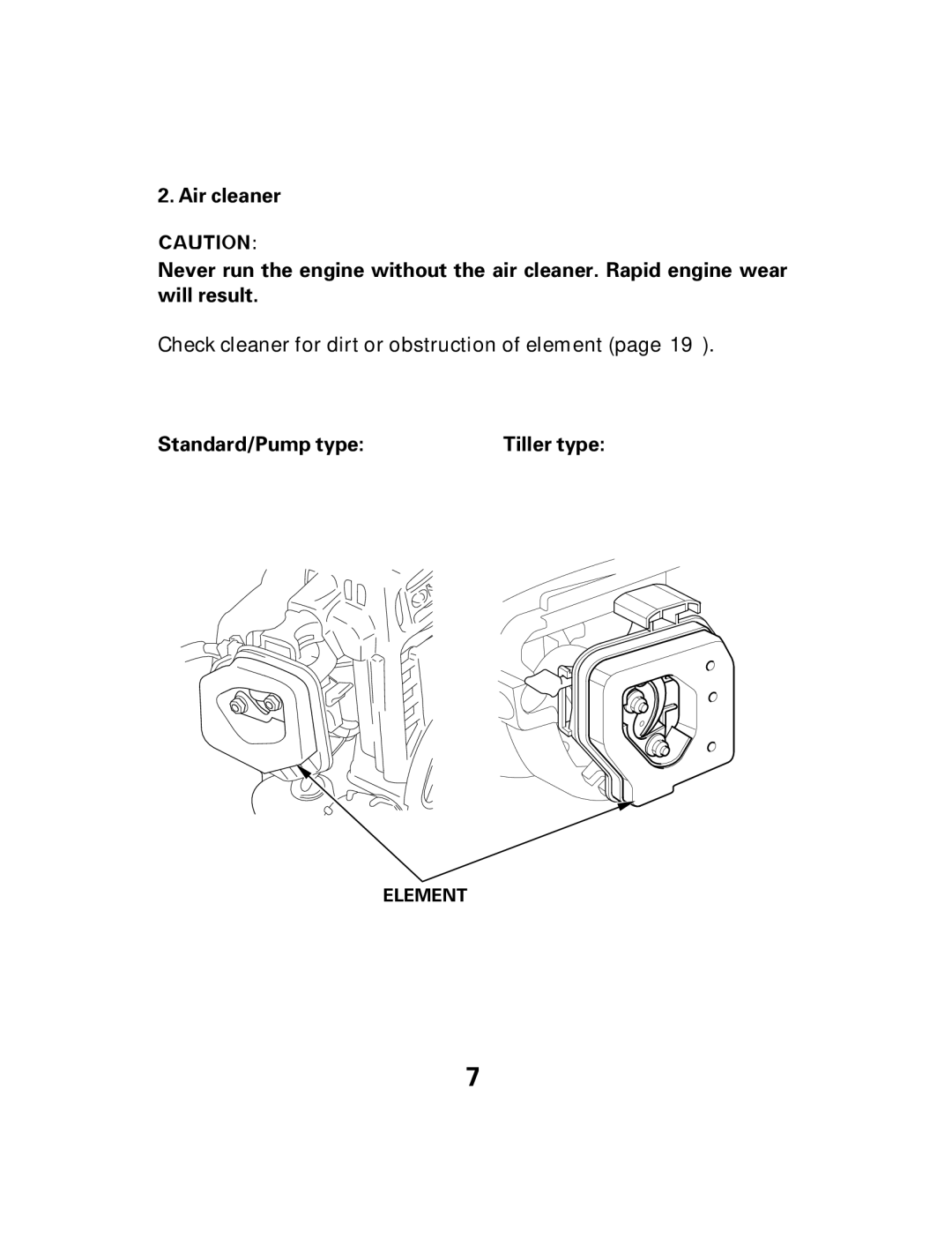 Honda Power Equipment GX25 owner manual Standard/Pump type Tiller type 