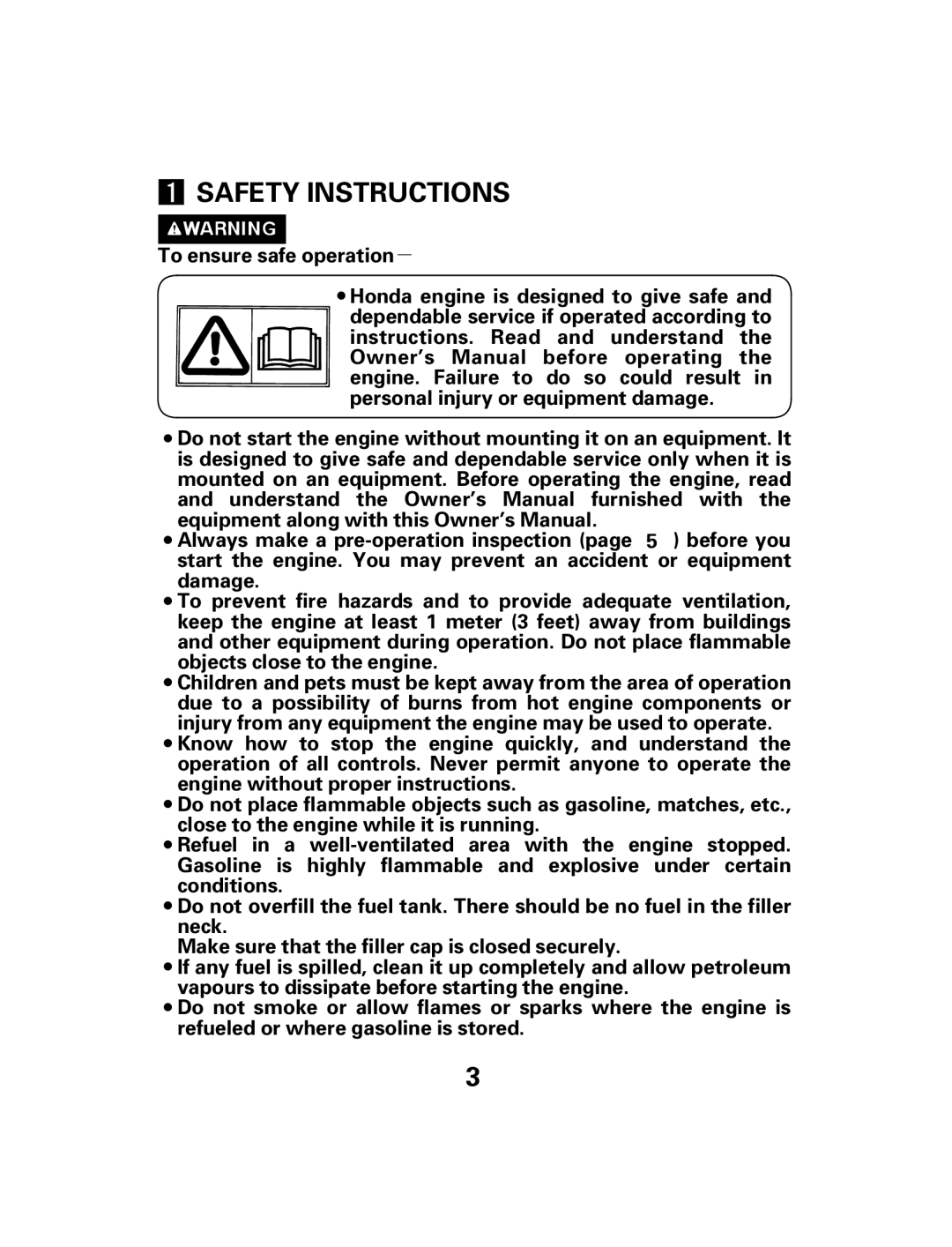 Honda Power Equipment GX25 owner manual Safety Instructions 