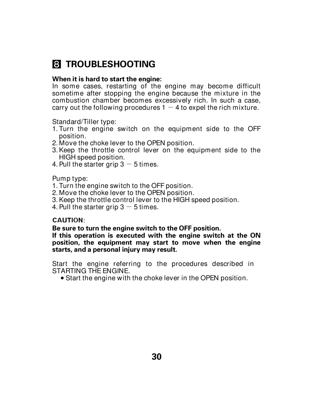 Honda Power Equipment GX25 owner manual Troubleshooting 