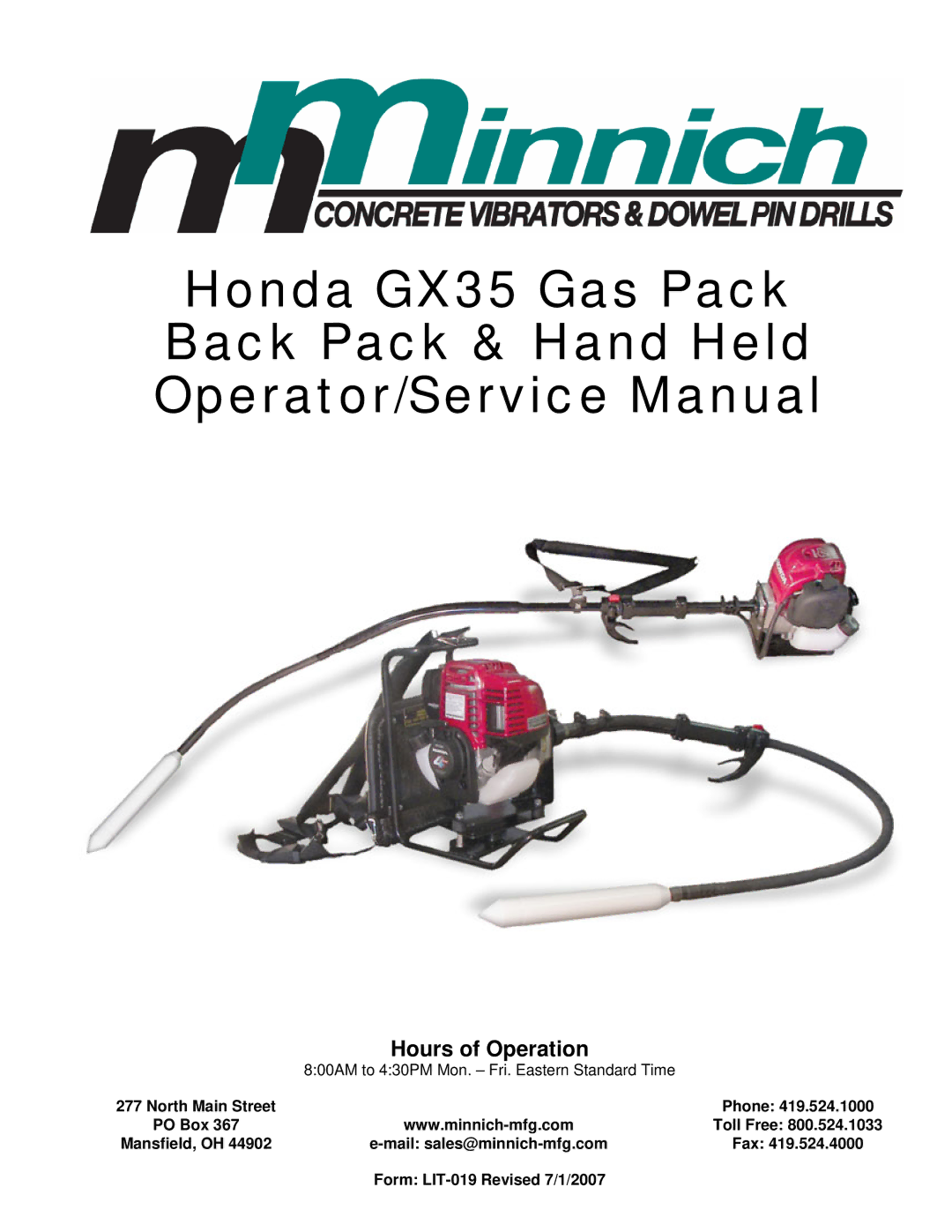 Honda Power Equipment service manual Honda GX35 Gas Pack Back Pack & Hand Held 