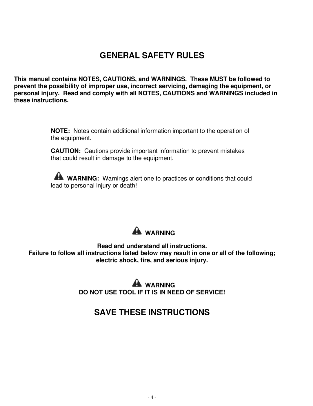 Honda Power Equipment GX35 service manual General Safety Rules 