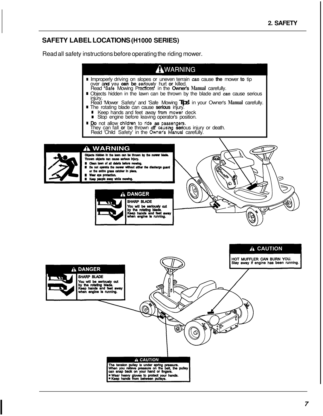 Honda Power Equipment H3000 manual SAFETY LABEL LOCATIONS H1000SERIES, Safety 