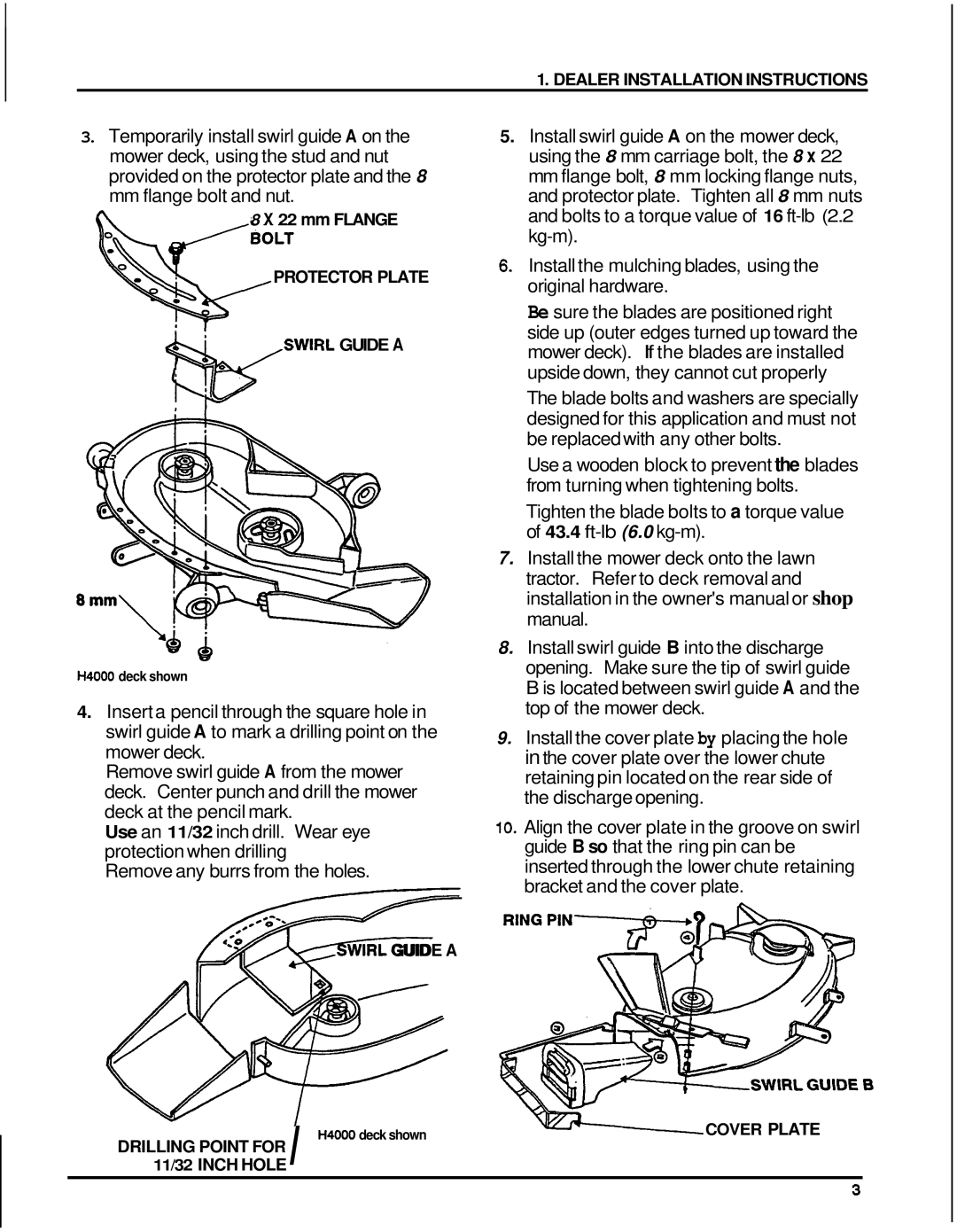 Honda Power Equipment H2000 manual Dealer Installation Instructions, 8 X 22 mm FLANGE, Guide A, T,WlRL GUIDE A, Cover Plate 