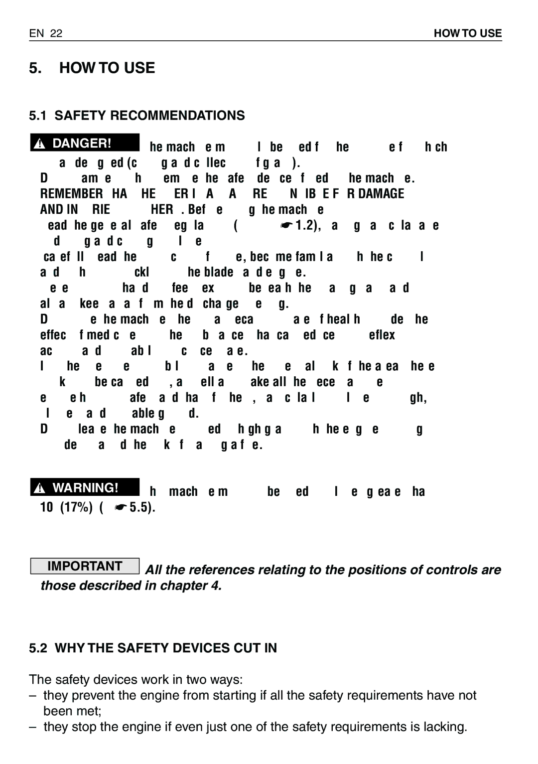 Honda Power Equipment HF2415SBE, HF2417HTE HOW to USE, Safety Recommendations, 10 17%, Those described in chapter 