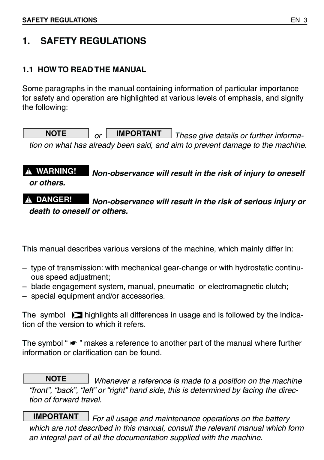 Honda Power Equipment HF2315HME Safety Regulations, HOW to Read the Manual, Or others, Death to oneself or others 