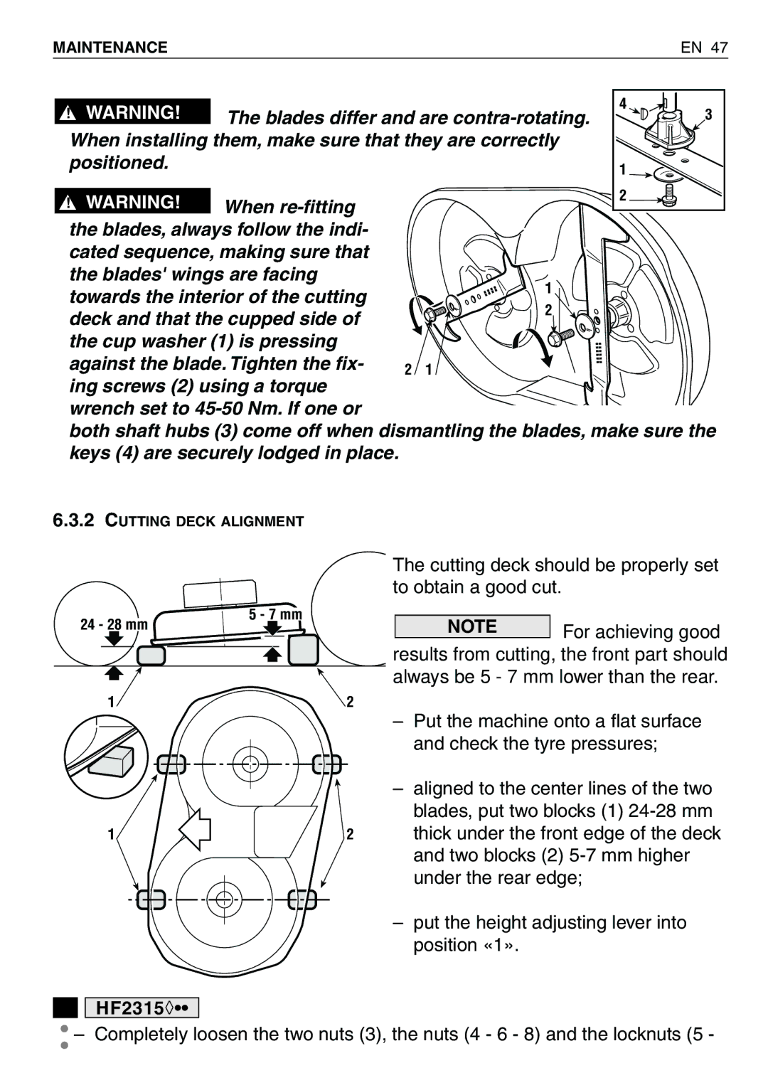 Honda Power Equipment HF2315SBE For achieving good, Put the machine onto a flat surface, Check the tyre pressures 