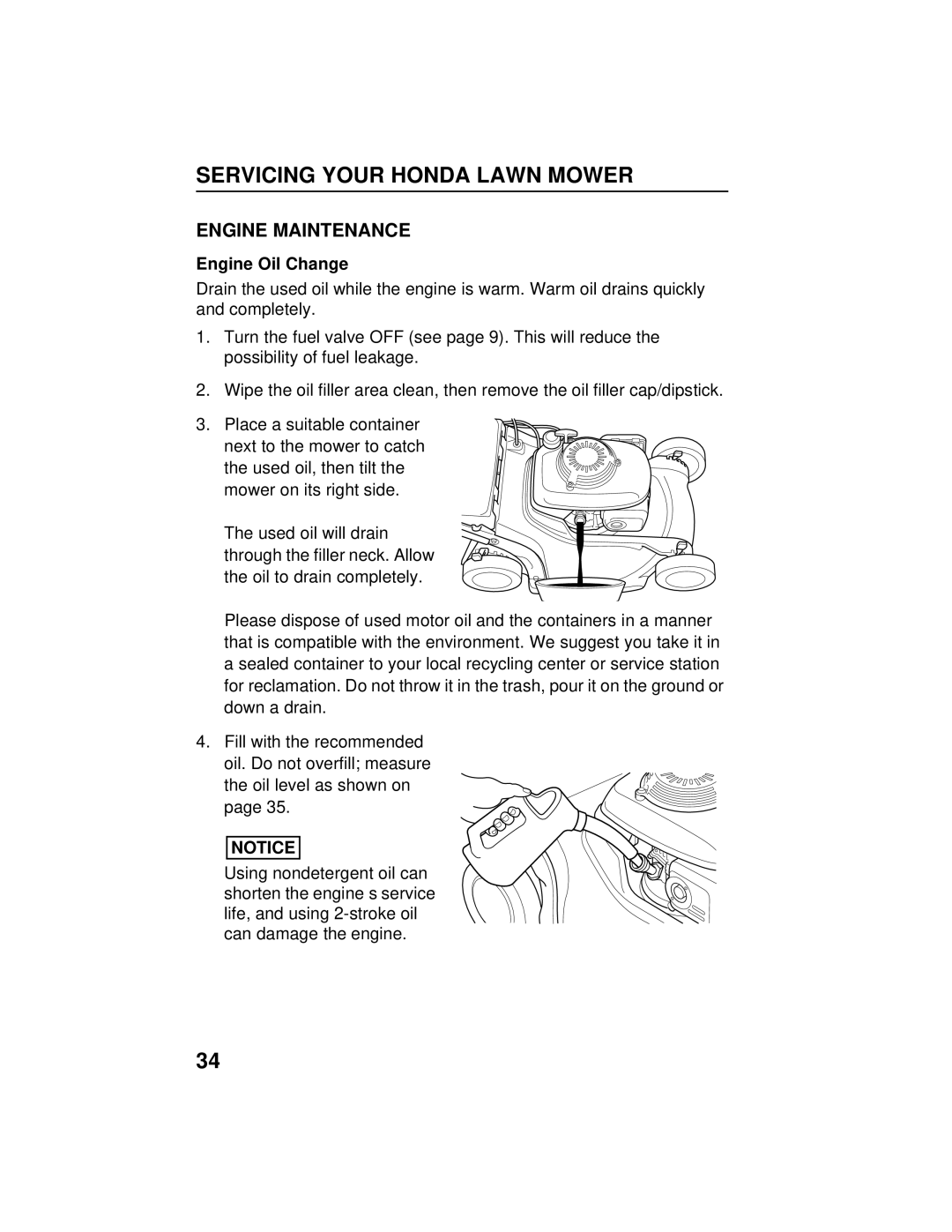 Honda Power Equipment HRB216TXA owner manual Engine Maintenance, Engine Oil Change 