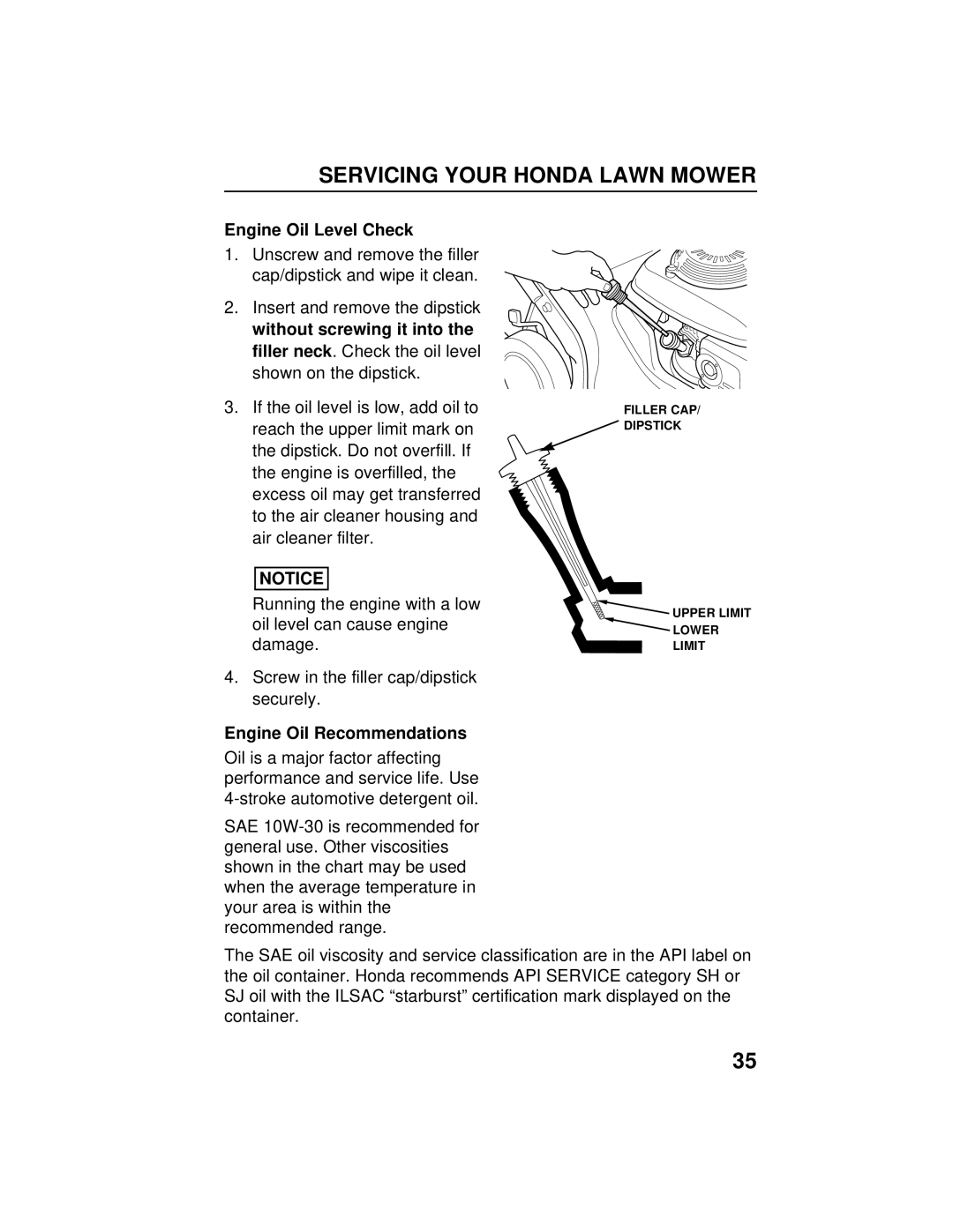 Honda Power Equipment HRB216TXA owner manual Engine Oil Level Check, Engine Oil Recommendations 