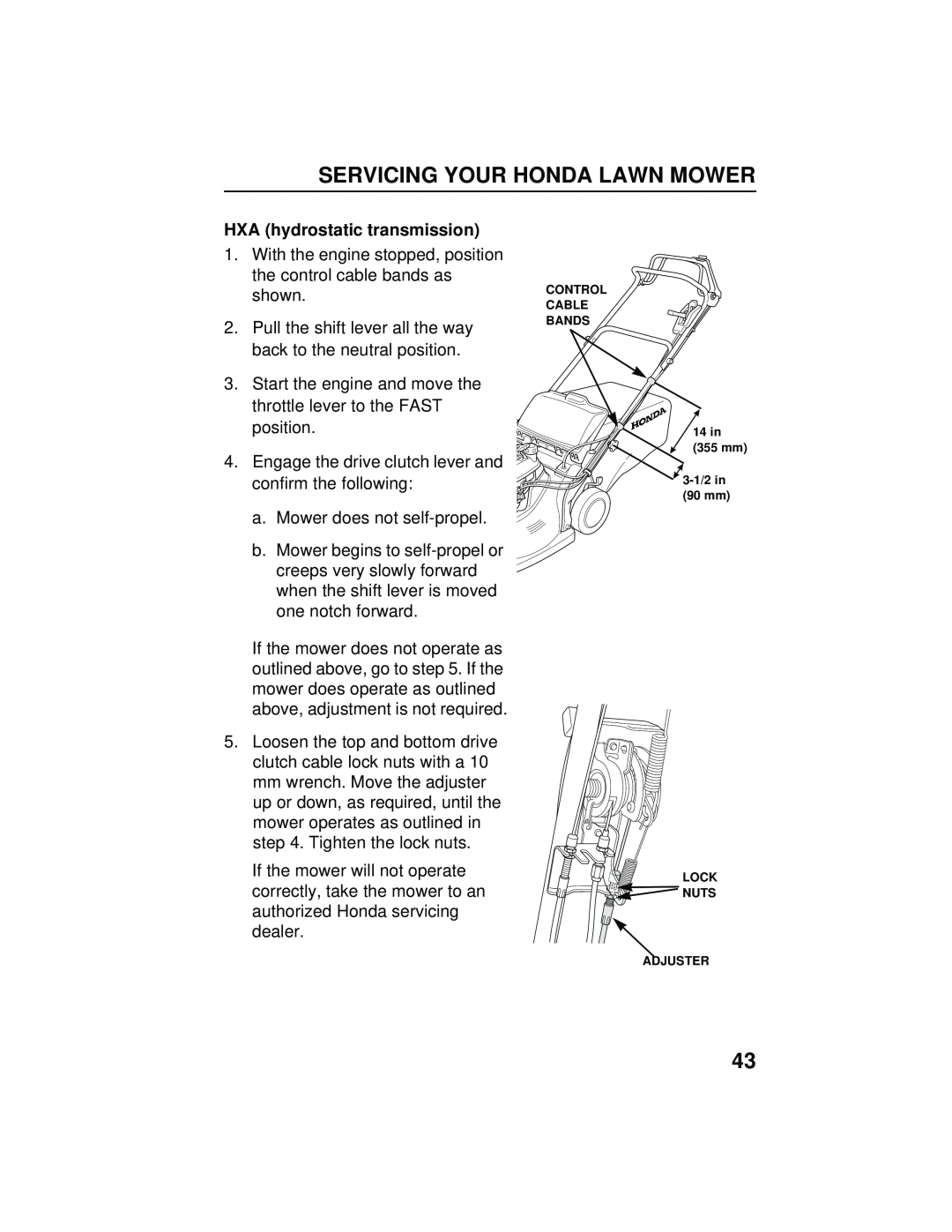 Honda Power Equipment HRB216TXA owner manual HXA hydrostatic transmission, Servicing Your Honda Lawn Mower 