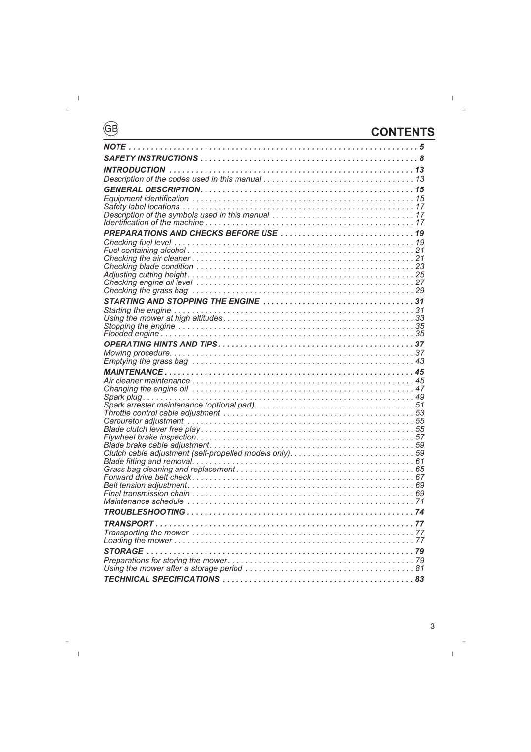 Honda Power Equipment HRB425C owner manual Contents 