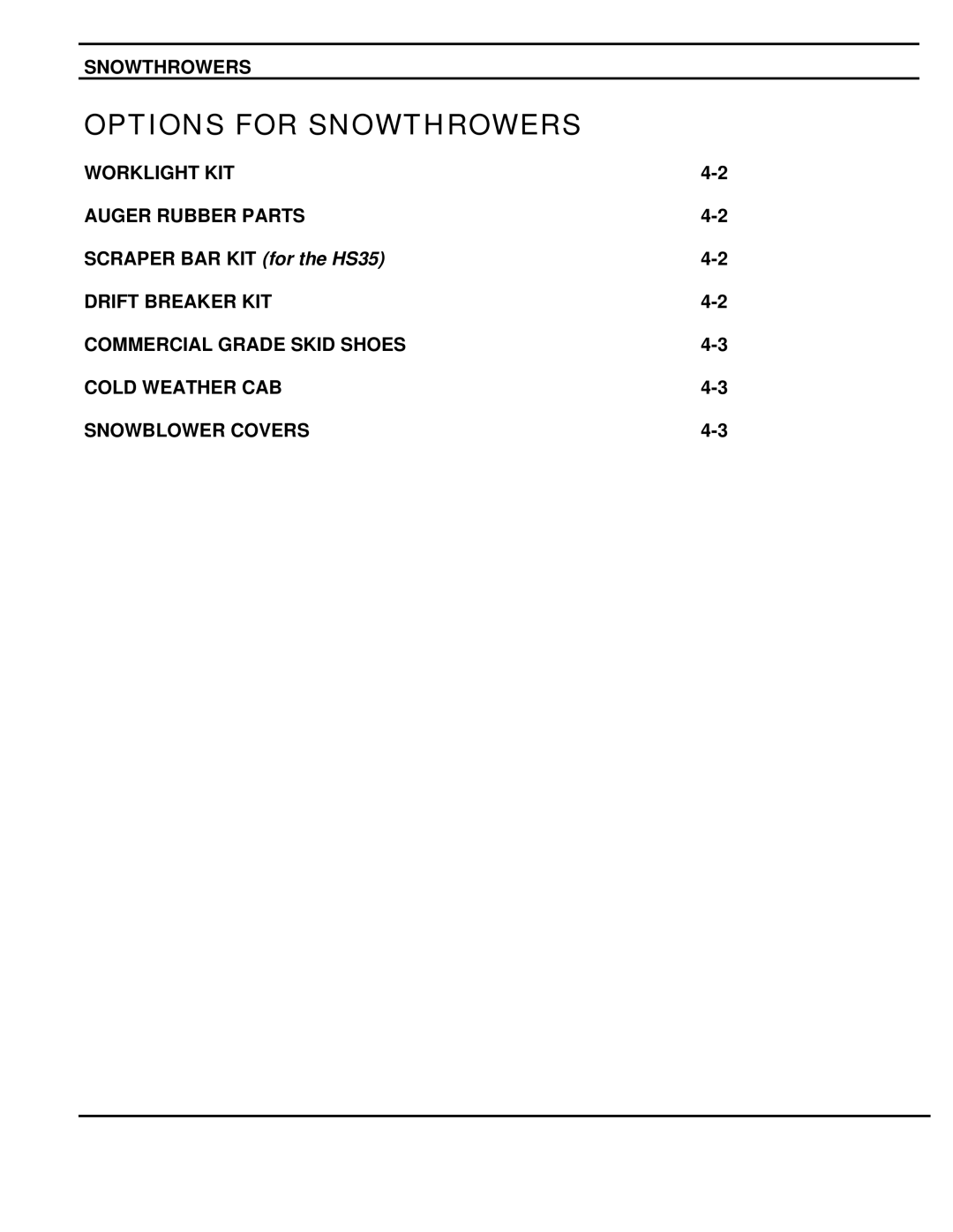 Honda Power Equipment HS622TA manual Options for Snowthrowers 