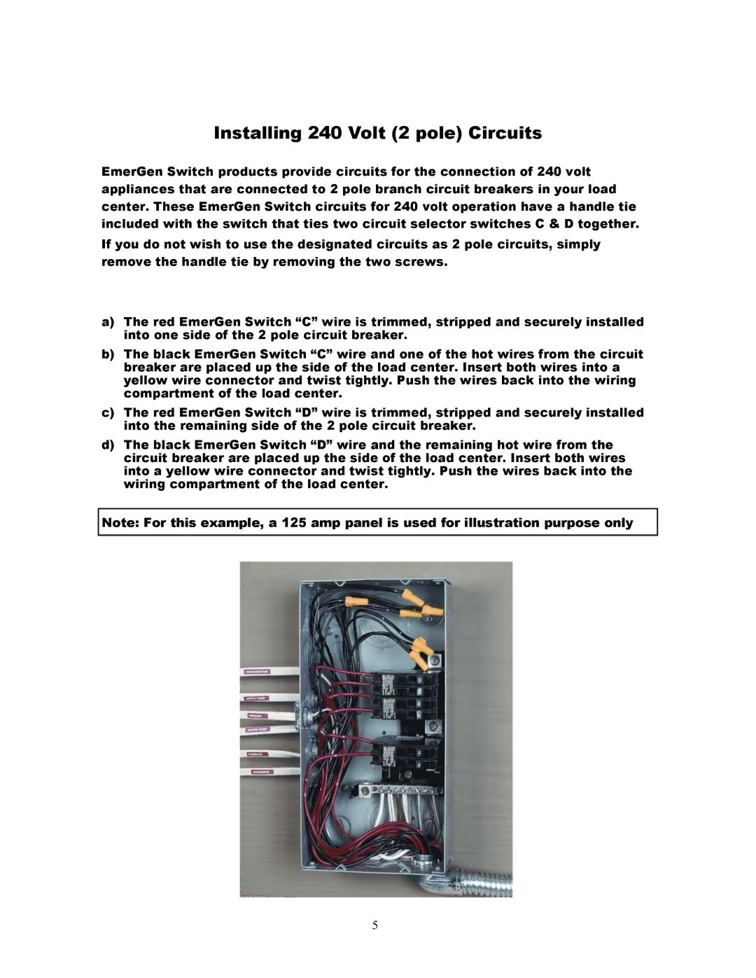 Honda Power Equipment L14-20R installation instructions Installing 240 Volt 2 pole Circuits 