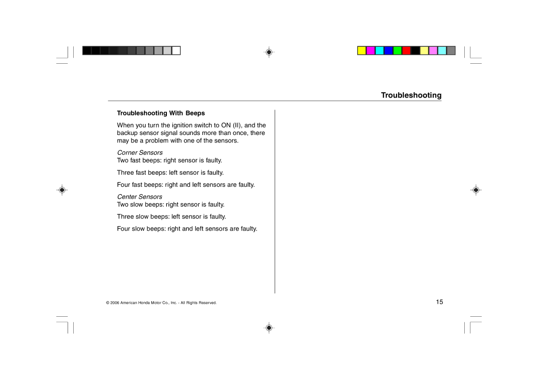 Honda Power Equipment MDX manual Troubleshooting With Beeps 