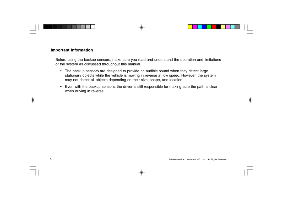 Honda Power Equipment MDX manual Important Information 