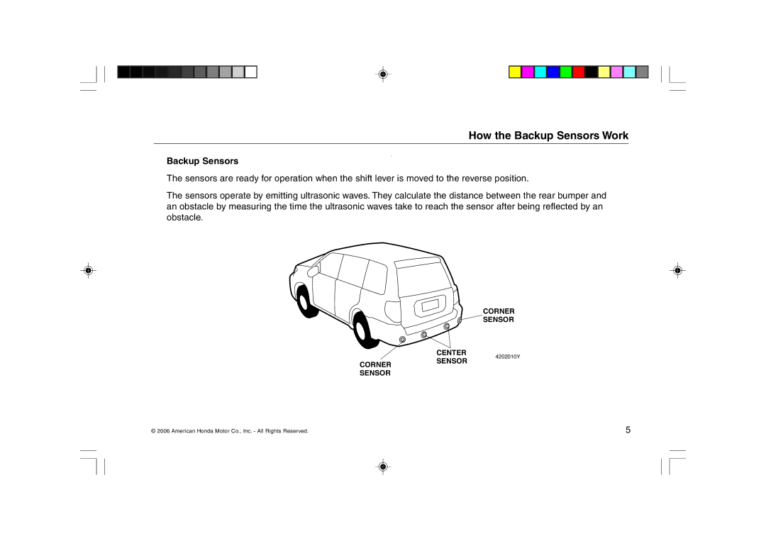 Honda Power Equipment MDX manual How the Backup Sensors Work 