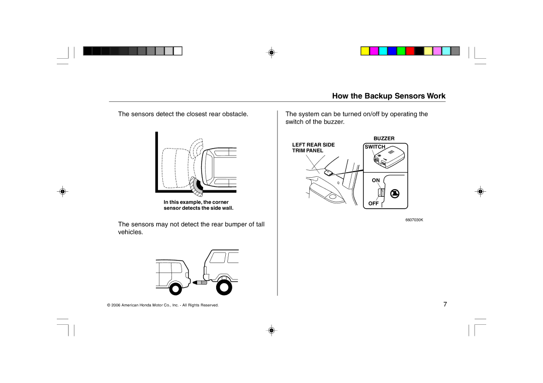 Honda Power Equipment MDX manual Sensors detect the closest rear obstacle 