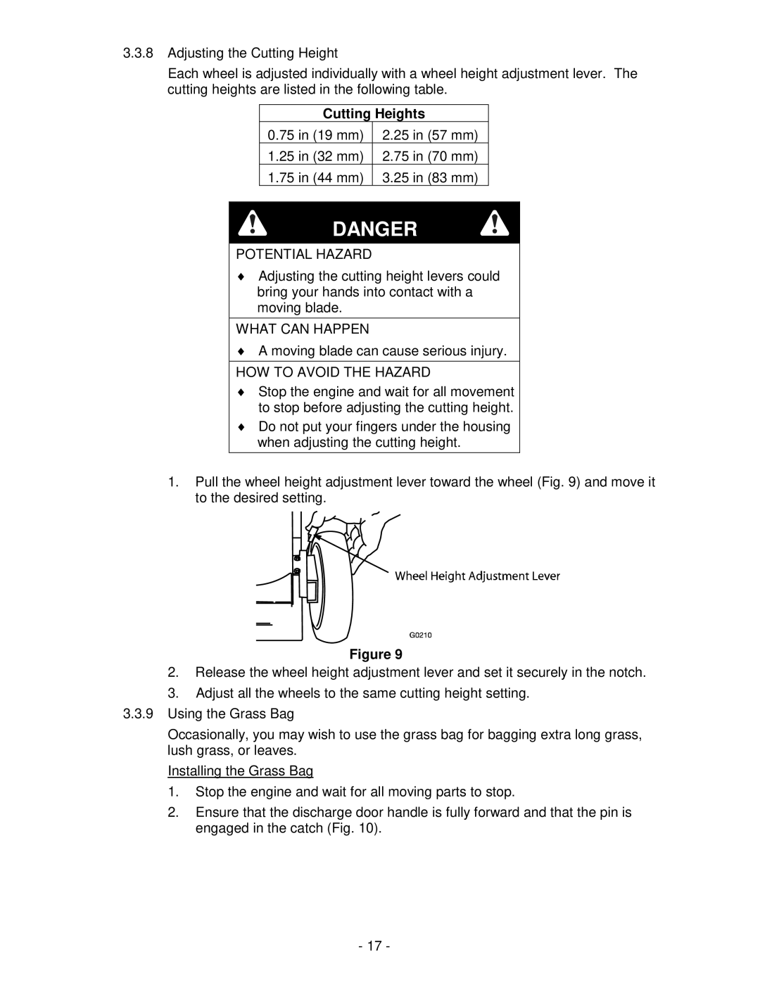 Honda Power Equipment metro 21 manual Cutting Heights 