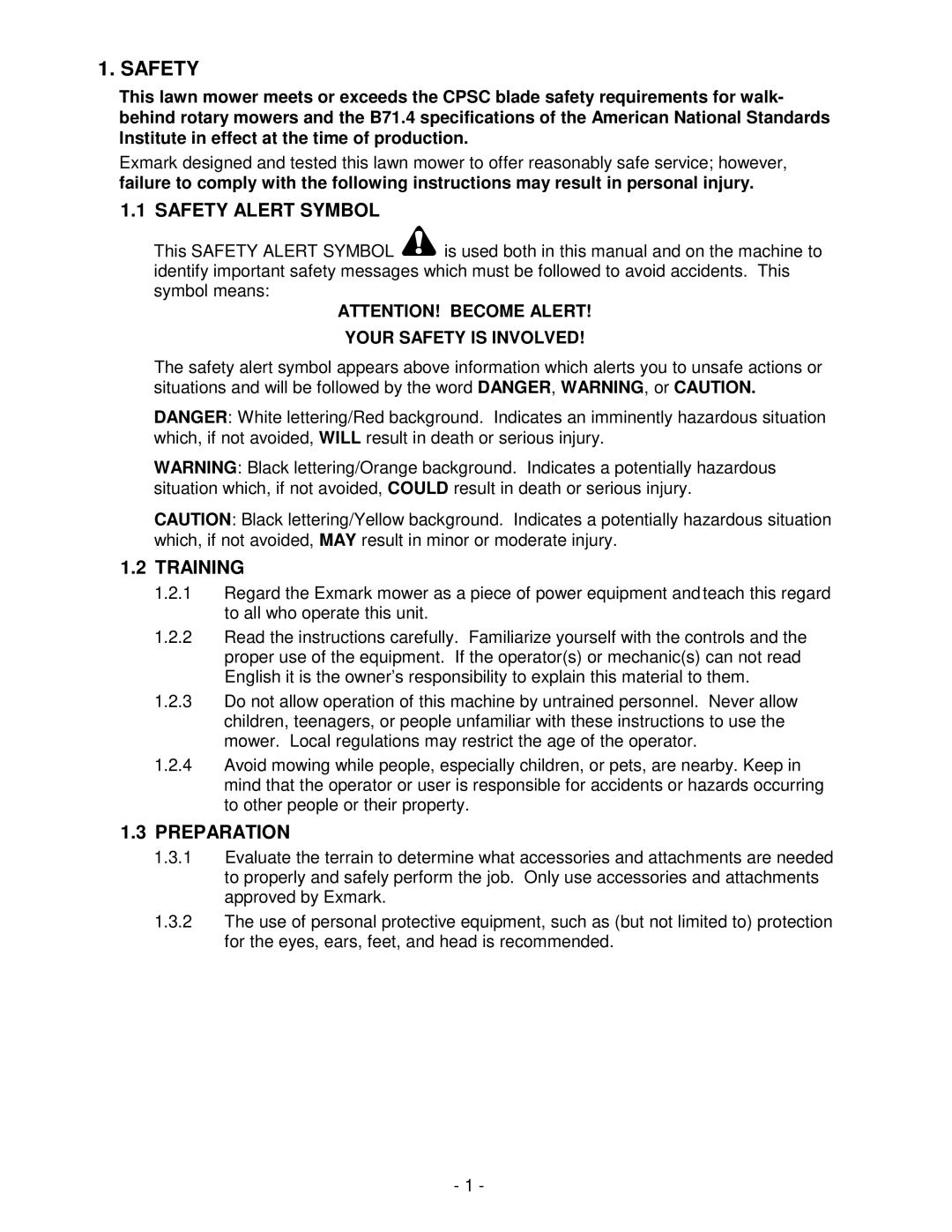 Honda Power Equipment metro 21 manual Safety Alert Symbol, Training, Preparation 