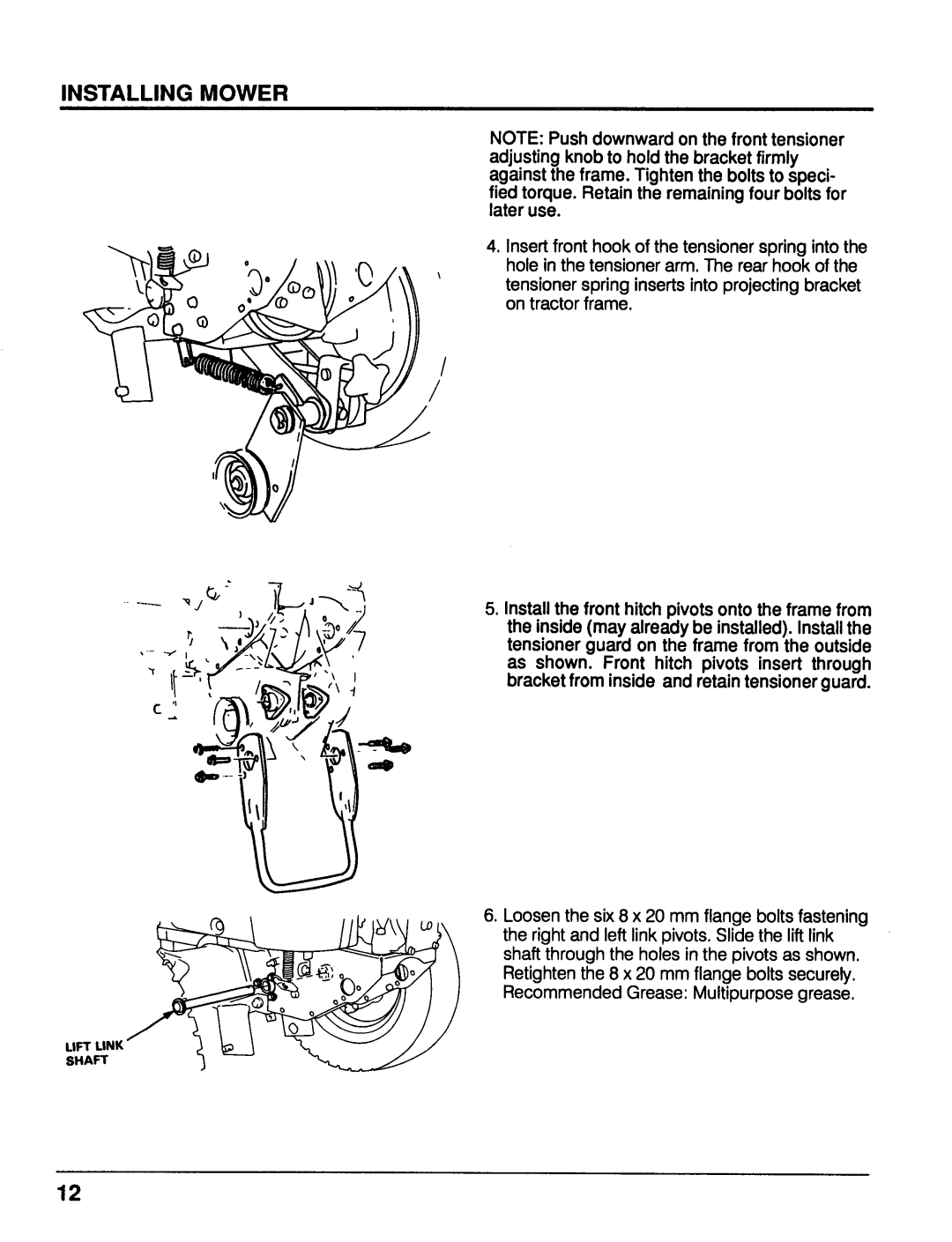 Honda Power Equipment MM52 manual Lift Link Shaft 