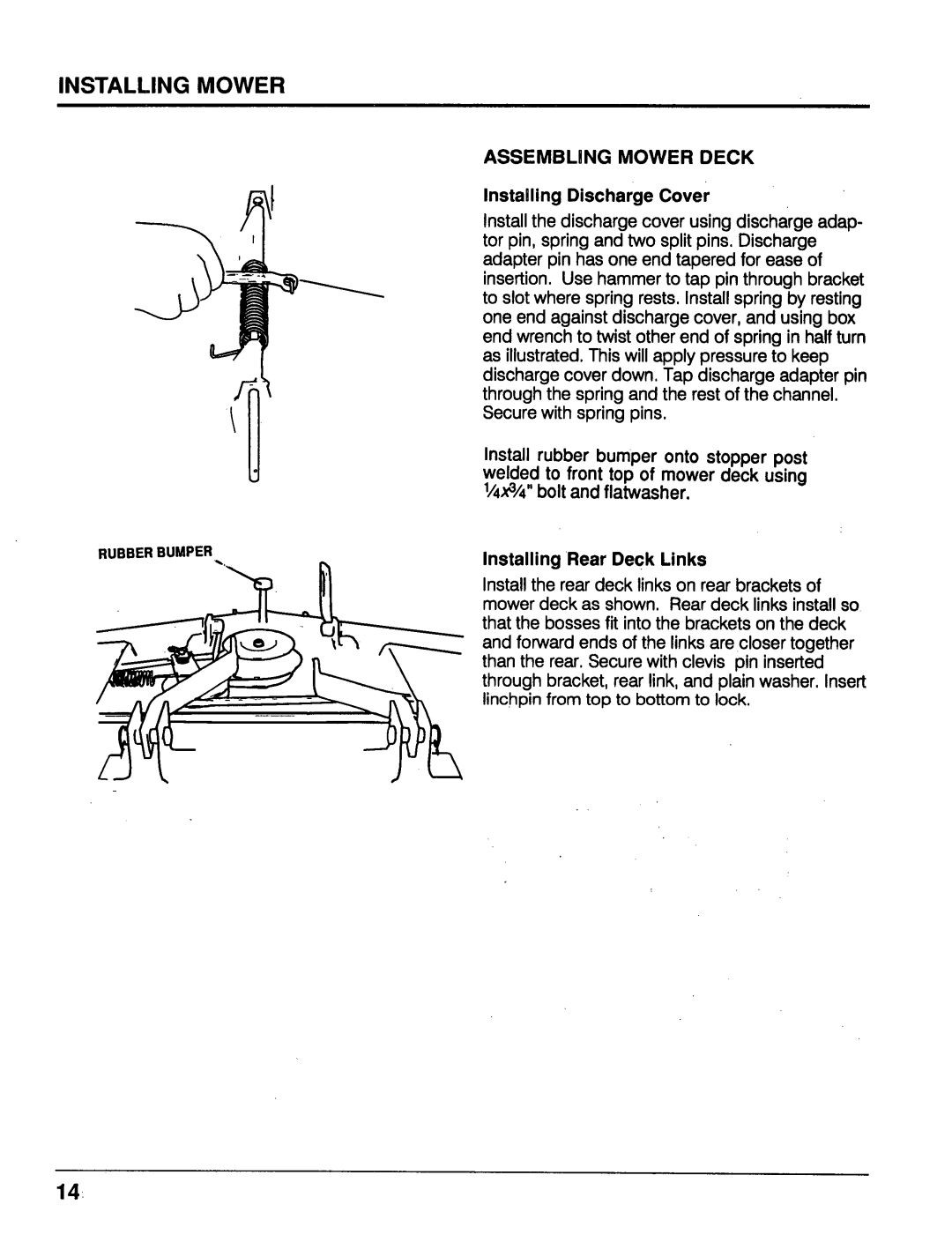 Honda Power Equipment MM52 manual InstaDiing Discharge Cover, Installing Rear Deck Links 