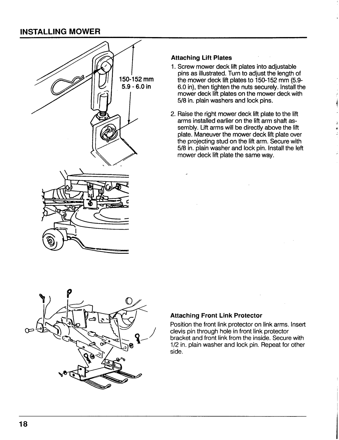 Honda Power Equipment MM52 manual Attaching Lift Plates, Attaching Front Link Protector 