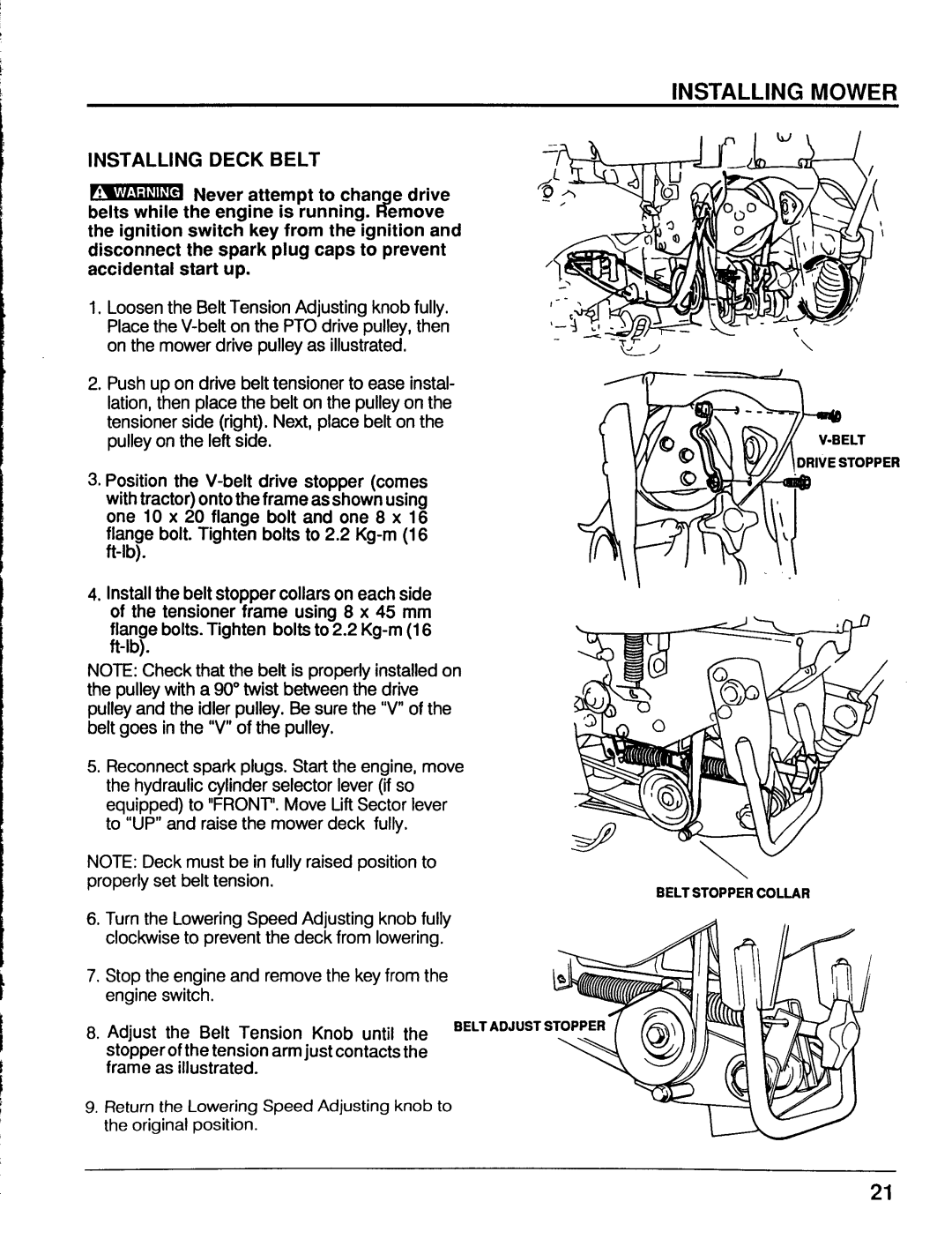 Honda Power Equipment MM52 manual Installing Deck Belt 