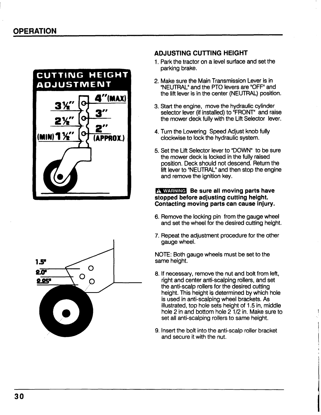 Honda Power Equipment MM52 manual Adjusting Cutting Height 