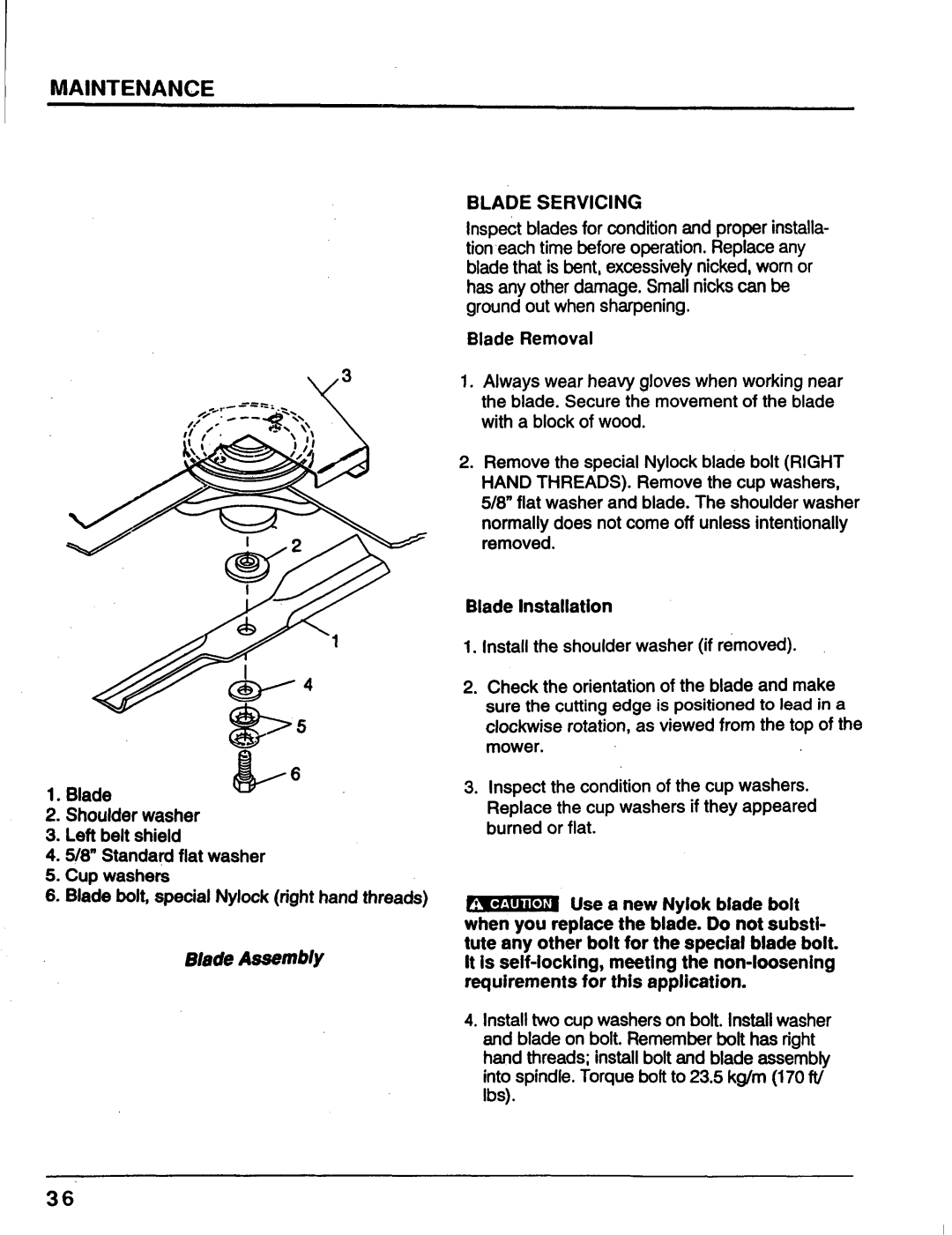 Honda Power Equipment MM52 manual Blade Servicing, Blade Installation 