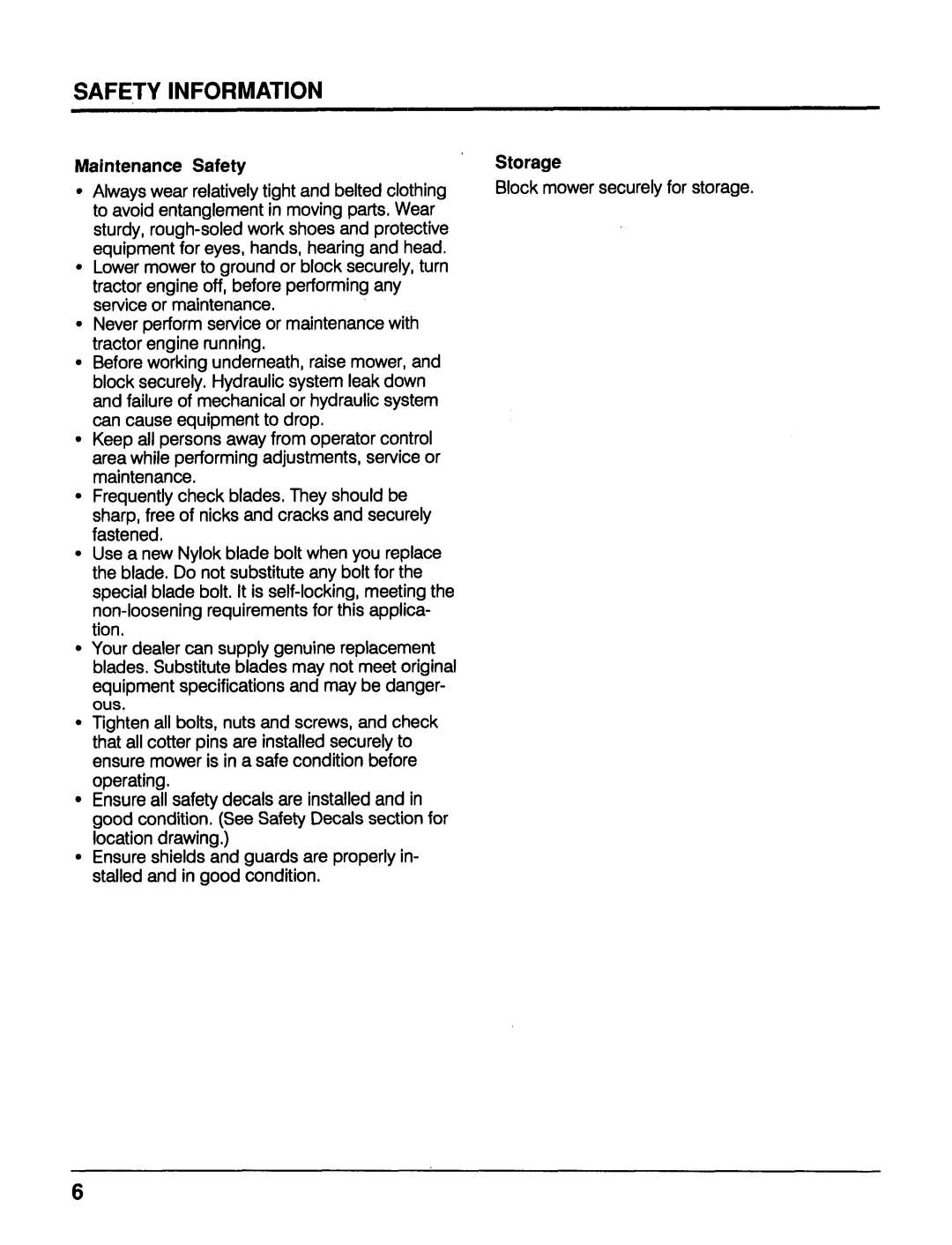 Honda Power Equipment MM52 manual Maintenance Safety, Storage, Safety Information 