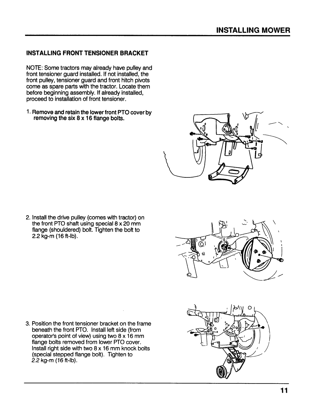Honda Power Equipment MM52 manual Installing Front Tensioner Bracket 