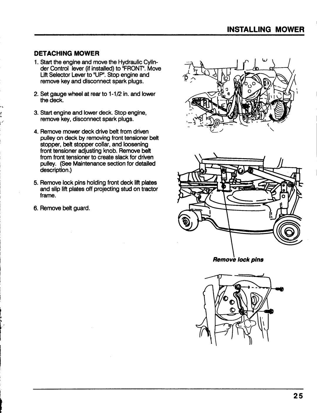 Honda Power Equipment MM52 manual Removb lock pins 