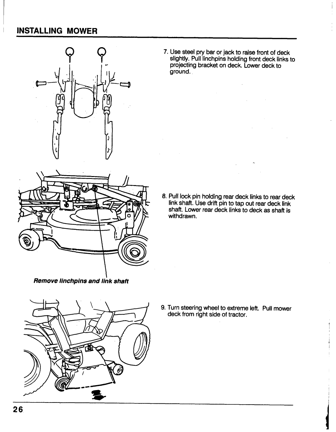 Honda Power Equipment MM52 manual Remove linchpins and link shaft 