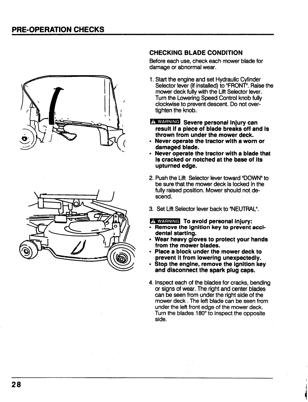 Honda Power Equipment MM52 manual Pre-Operationchecks, Checking Blade Condition, a mTo avoid personal injury 