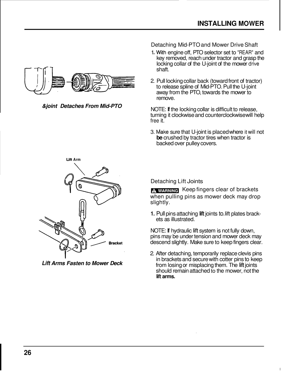 Honda Power Equipment MM60 manual Joint Detaches From Mid-PTO 