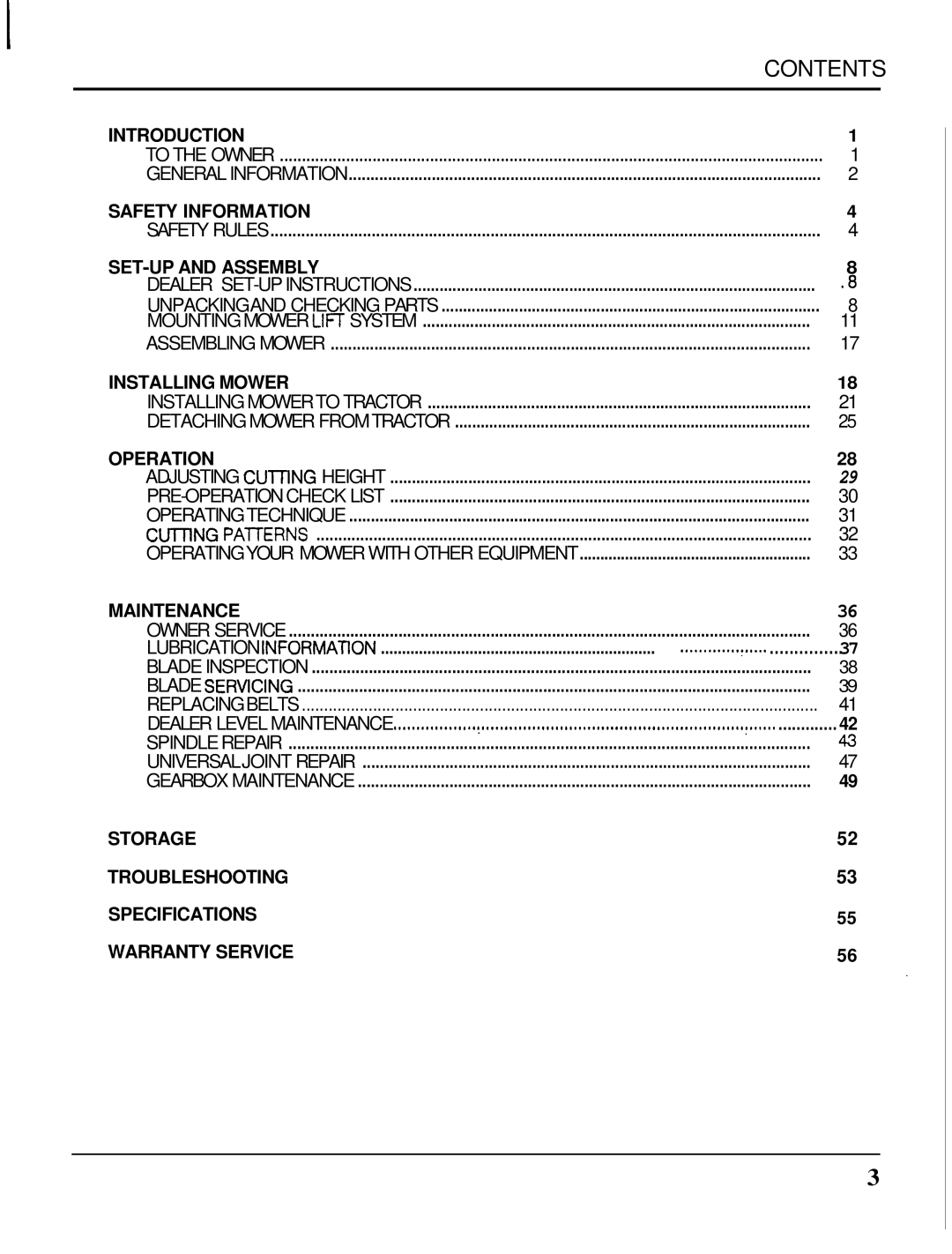 Honda Power Equipment MM60 manual Contents 