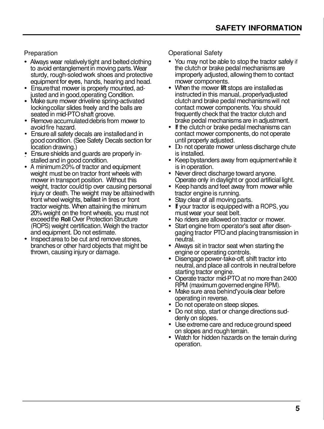 Honda Power Equipment MM60 manual Safety Information, Preparation 